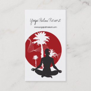 Carte De Visite Yoga Silhouette Tropical Zen Resort Palm Trees Sol