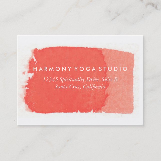Carte De Visite Yoga Studio Coral Brush Stroke (Devant)