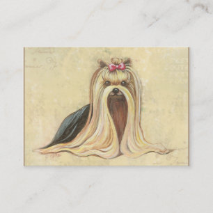 Carte De Visite Yorkie Portrait Peinture