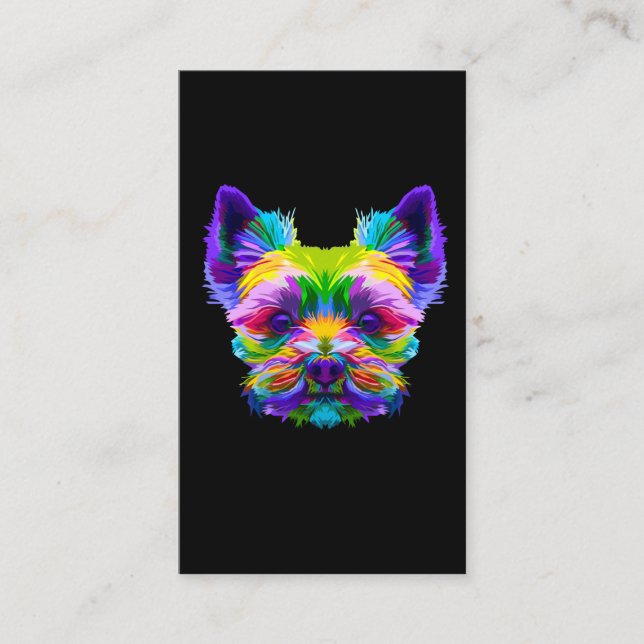 Carte De Visite Yorkshire géométrique Terrier Yorkie Art L'amour a (Devant)