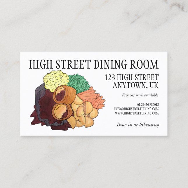 Carte De Visite Yorkshire Pudding Sunday Roast Royaume-Uni (Devant)
