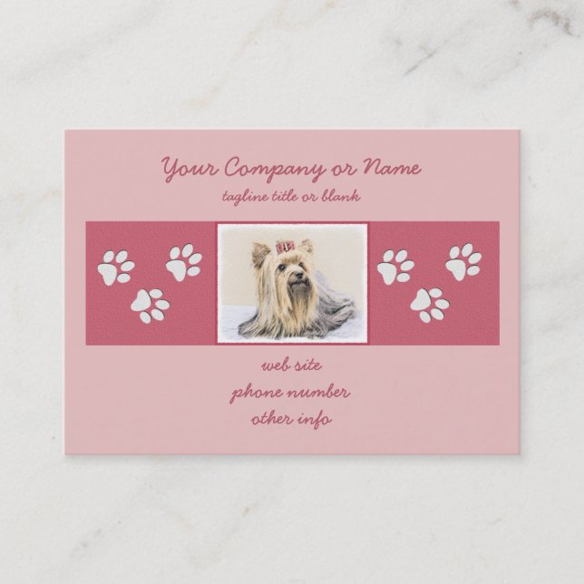 Carte De Visite Yorkshire Terrier Peinture - Cute Original Chien A (Devant)
