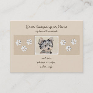 Carte De Visite Yorkshire Terrier Puppy Peinture Chien original