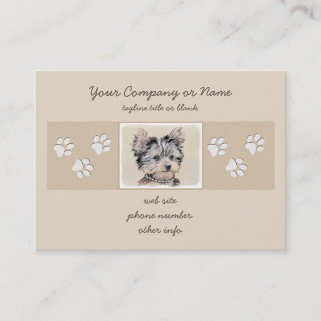 Carte De Visite Yorkshire Terrier Puppy Peinture Chien original (Devant)