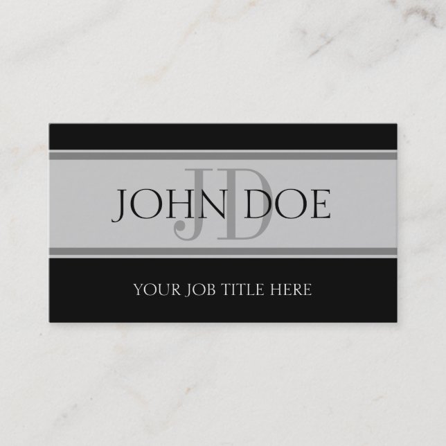 Carte De Visite YourJobTitle! Argent à bandes (Devant)