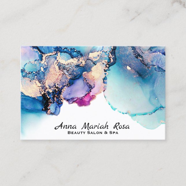 Carte De Visite *~* Yummy Abstrait Turquoise Turquoise AP29 Or dor (Devant)