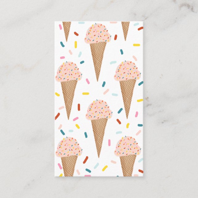 Carte De Visite Yummy cônes de crème glacée rose (Devant)