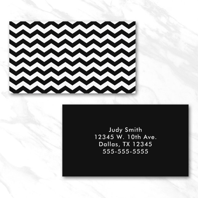 Carte De Visite Zag blanc et noir (White and Black Zig Zag Business Card)