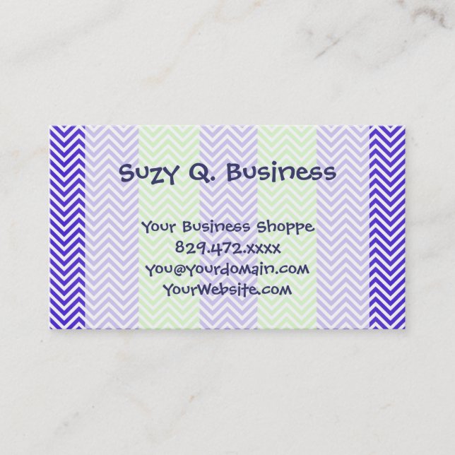 Carte De Visite Zags Chevron Zig de Purple et Lime Green (Devant)
