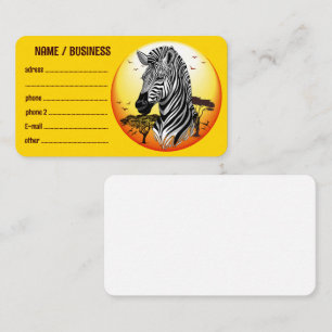 Carte De Visite Zebra African Savanna Wild Animal