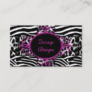 Carte De Visite Zebra Hot rose noir blanc léopard Zebra Stria