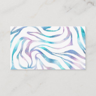 Carte De Visite Zebra moderne Imprimer Glam Bleu Violet Parties sc