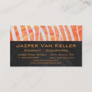 Carte De Visite Zebra Monogram orange et blanc
