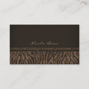 Carte De Visite Zebra Sparkle Brown Gold Glam Chic Elegant Bling