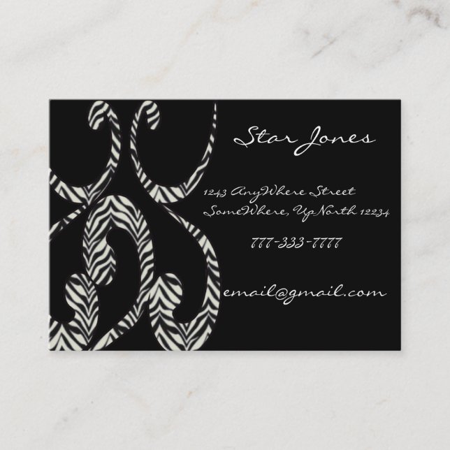 Carte De Visite Zebra Swirls (Devant)