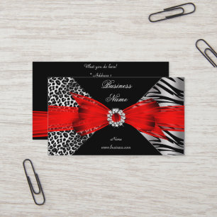 Carte De Visite Zèbre élégant léopard noir rouge