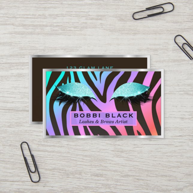 Carte De Visite Zèbre lumineux de maquillage de parties (Devant/Arrière en situation)