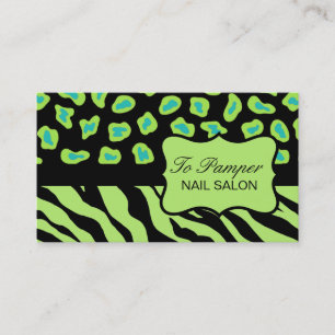 Carte De Visite Zèbre noir, Turquoise et vert & Cheetah Skin perso