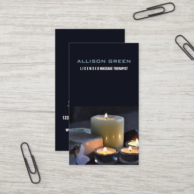 Carte De Visite Zen Aromathérapie Massage thérapeute Salon SPA (Devant/Arrière en situation)