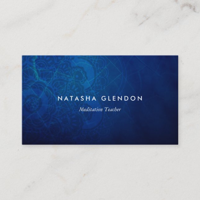 Carte de visite Zen de Mandala bleu profond (Devant)