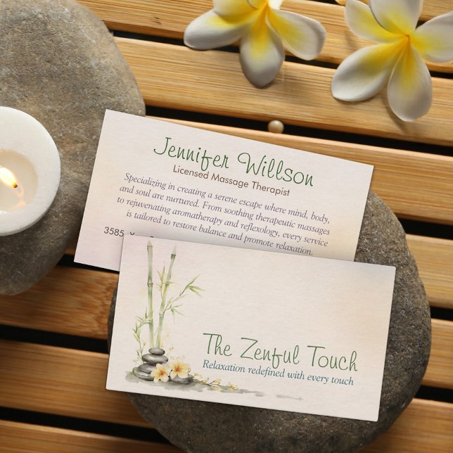 Carte De Visite Zen Serenity Spa Aquarelle Art (Créateur téléchargé)