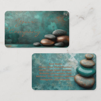 Carte De Visite Zen Stones Spa Wellness Turquoise copper