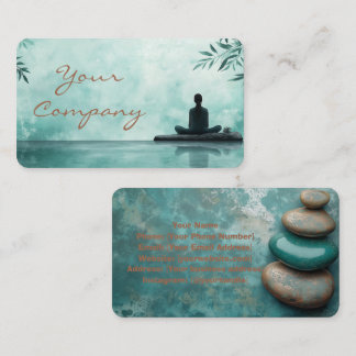 Carte De Visite Zen Stones Yoga Fitness Turquoise copper
