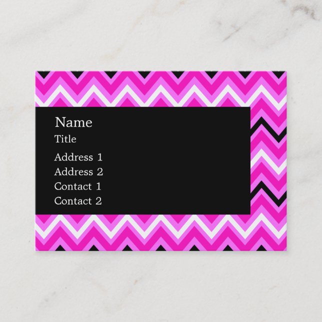 Carte De Visite Zigzag rose, noir et blanc (Devant)
