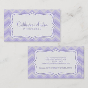 Carte de visite zigzag violet gris design d'intéri