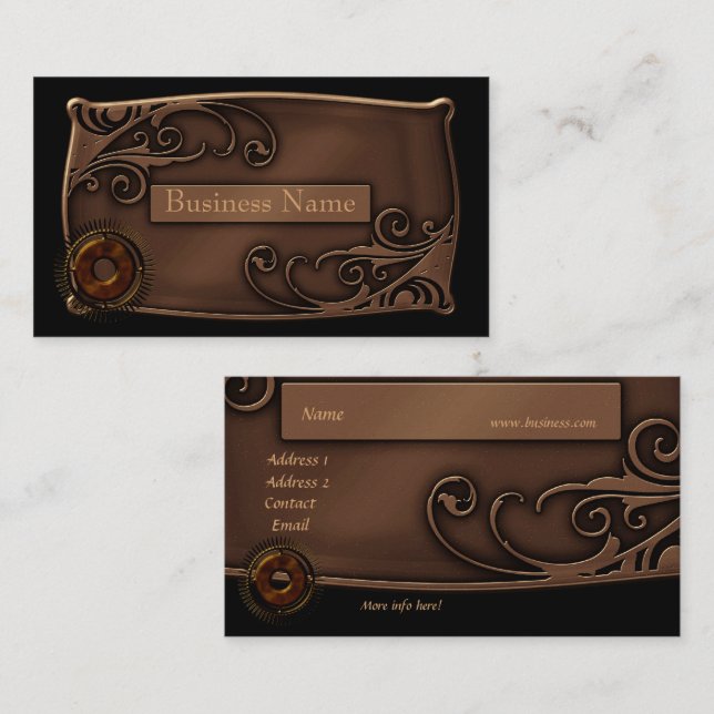 Carte de visite Zizzago conception Steampunk (Devant / Derrière)