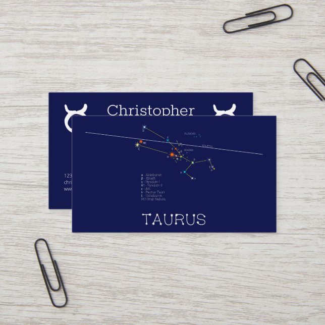 Carte De Visite Zodiaque Taurus (Devant/Arrière en situation)