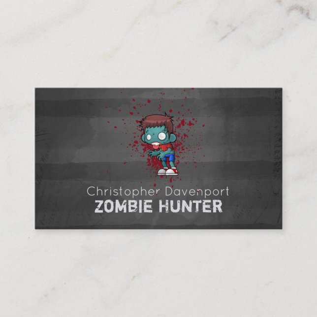 Carte De Visite Zombie Hunter with Blood Splatter Creepy (Devant)