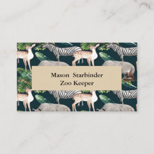Carte De Visite Zoo Keeper avec Arrière - plan animal