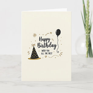 Carte de vœu d'anniversaire Chapeau Doré