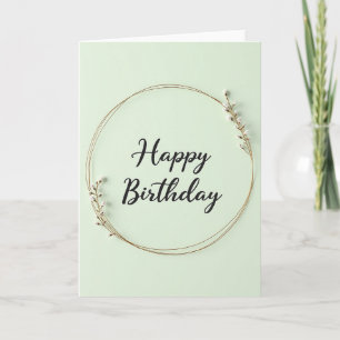Carte de Vœu d'Anniversaire Verte Menthe à Script