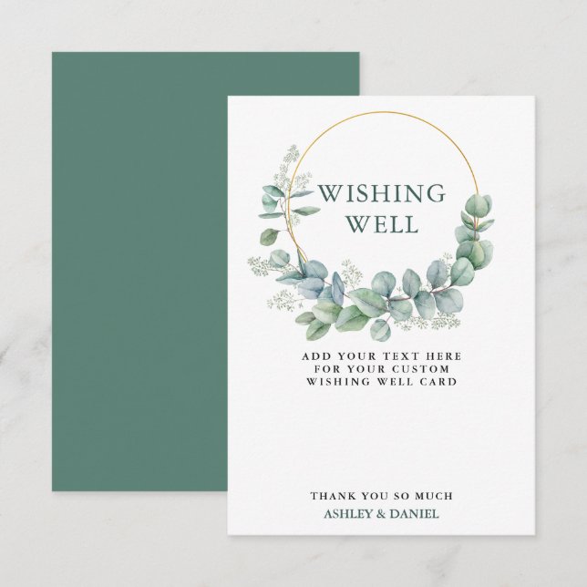 Carte de voeu de mariage à la verdure d'eucalyptus (Devant / Derrière)