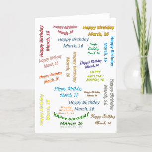 Carte de voeux 16 mars Anniversaire