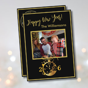 Carte de vœux 2027 Bonne Année 4 Photo Horloge