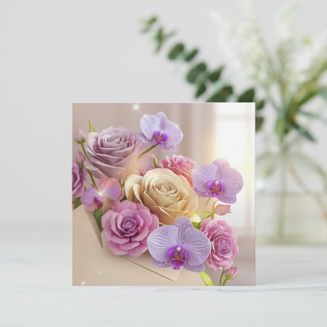 Carte de voeux 3D Splendor Springtime avec Dew-Kis (Debout devant)