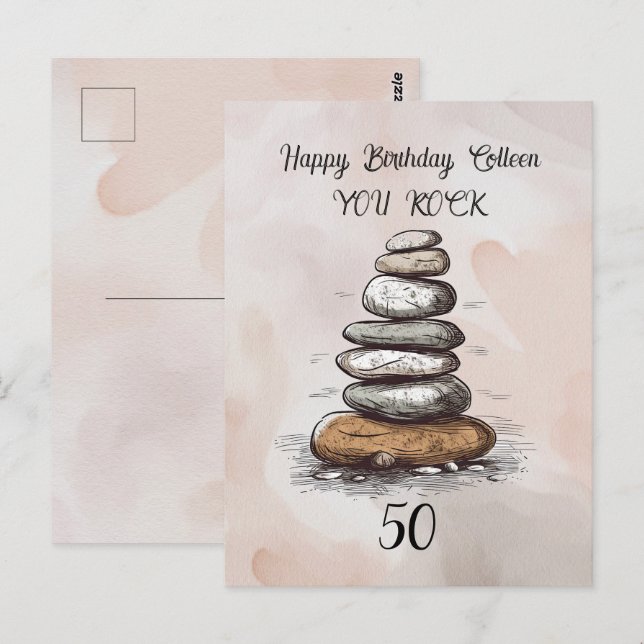 Carte de voeux 50e anniversaire You Rock (Devant / Derrière)