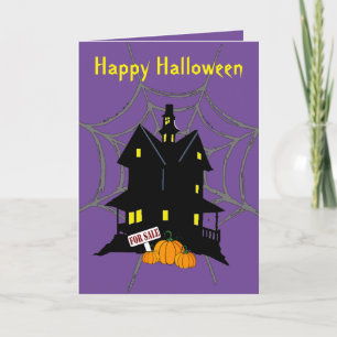 Carte de vœux 5" x 7" de maison hantée Halloween