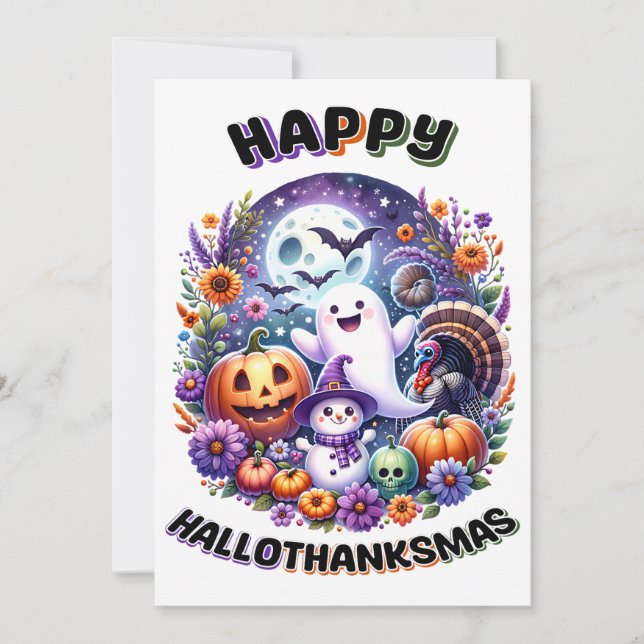 Carte de vœux 5x7 Happy HalloThanksMas (Devant)