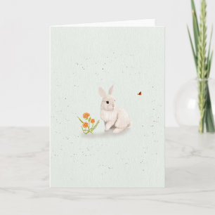 Carte de vœux 5x7 Lapin et Papillon doux 