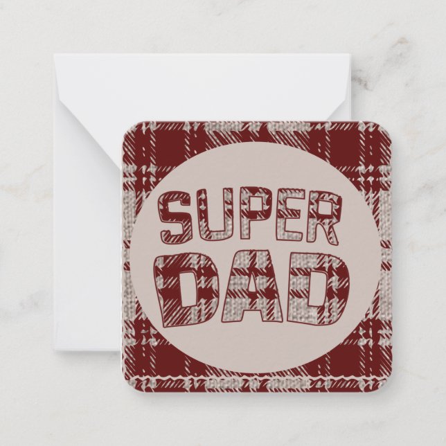 Carte de vœux à carreaux marron Super Papa (Devant)