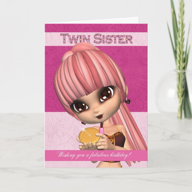 Carte de voeux à la mode de fille d'anniversaire (Devant)