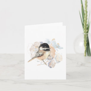 Carte de vœux à l'aquarelle Mésange