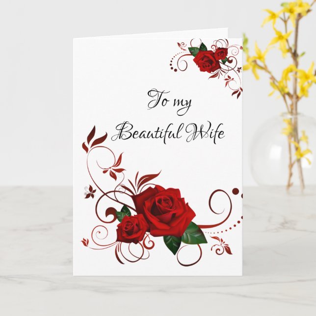 Carte de voeux à ma belle femme Rose rouge (Fleur jaune)