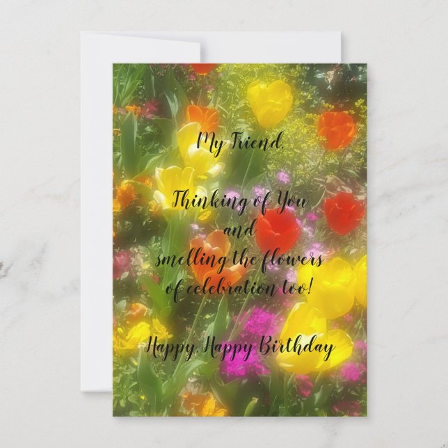 Carte de voeux à plat pour l'anniversaire de l'ami (Devant)