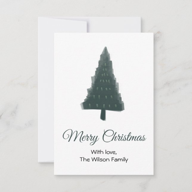 Carte de voeux à plat pour pin de Noël vert (Devant)