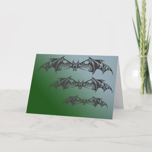 Carte de voeux à trois chauves-souris volantes (Devant)